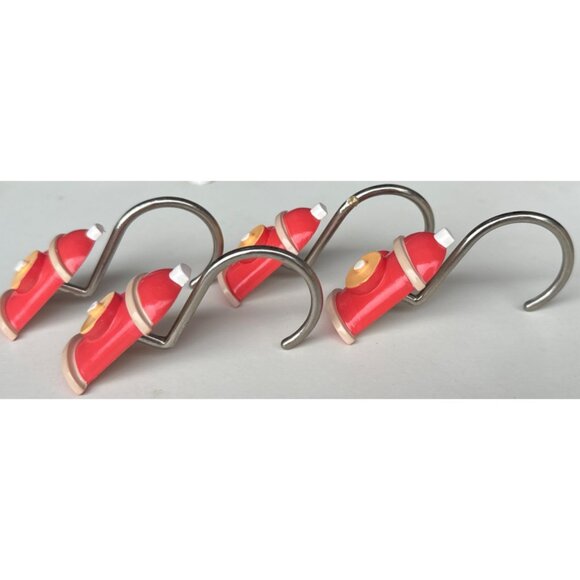 Lot of 12 Dog Theme & Fire Hydrant Shower Curtain Hooks Multicolored 2.5" Tall - Picture 7 of 14
